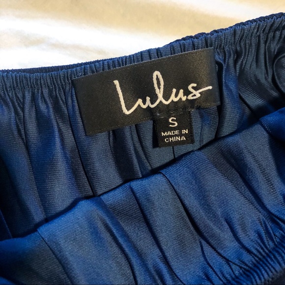 Lulus Catia Navy Satin Strapless Romper small - Picture 5 of 9